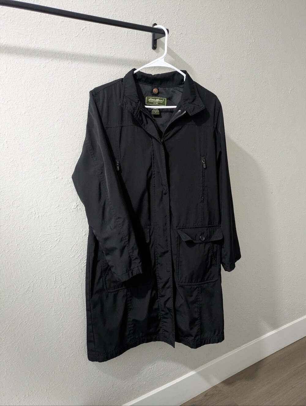 Eddie Bauer Outdoor Long Black Zip Up Coat